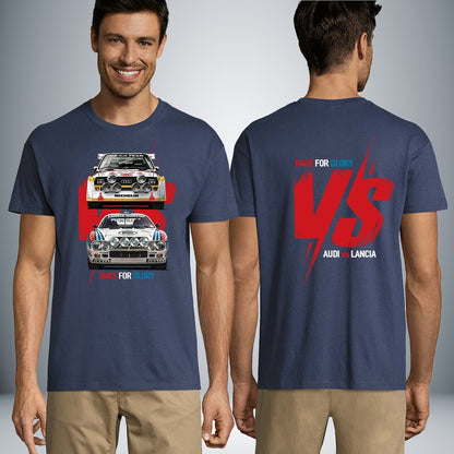 Race for Glory: Audi v Lancia Unisex Tee_driver_apparel_drivi.store