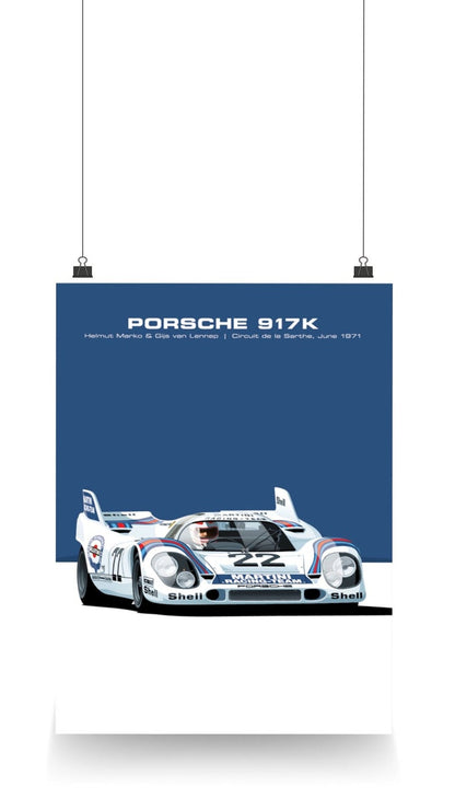 Impression d'art de la voiture de course Porsche 917K Le Mans 71