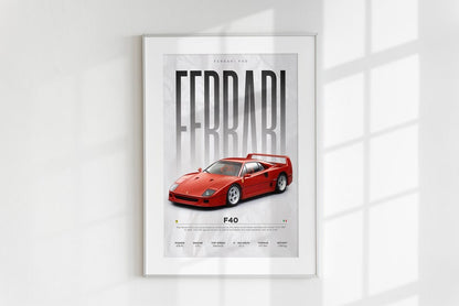 Ferrari F40 Hypercar Art Print | Digital Download_driver_clothing_drivi.store