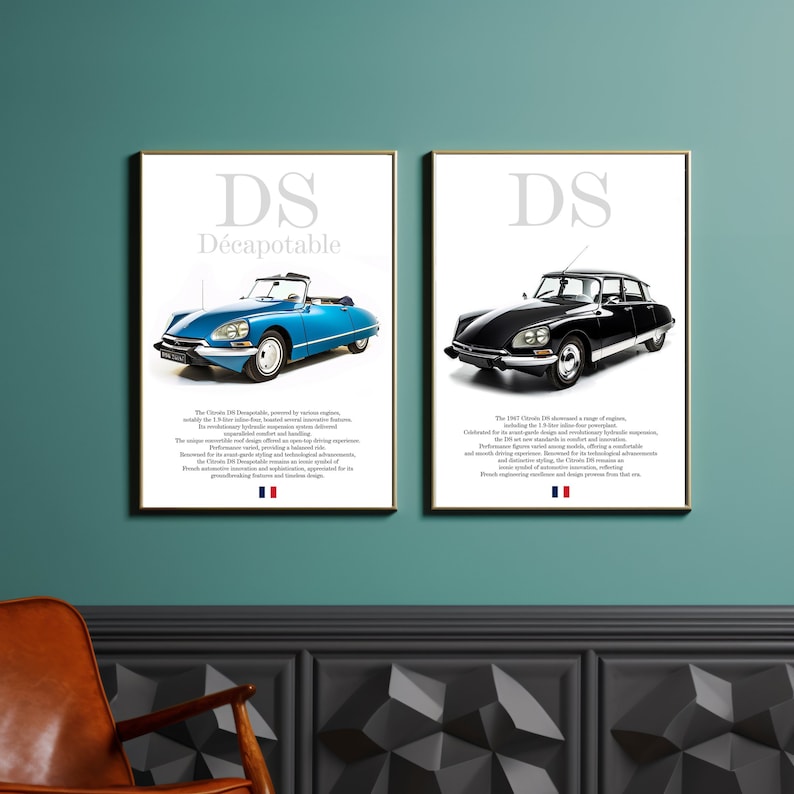 Affiche vintage Citroën DS : l'art automobile français emblématique pour les passionnés