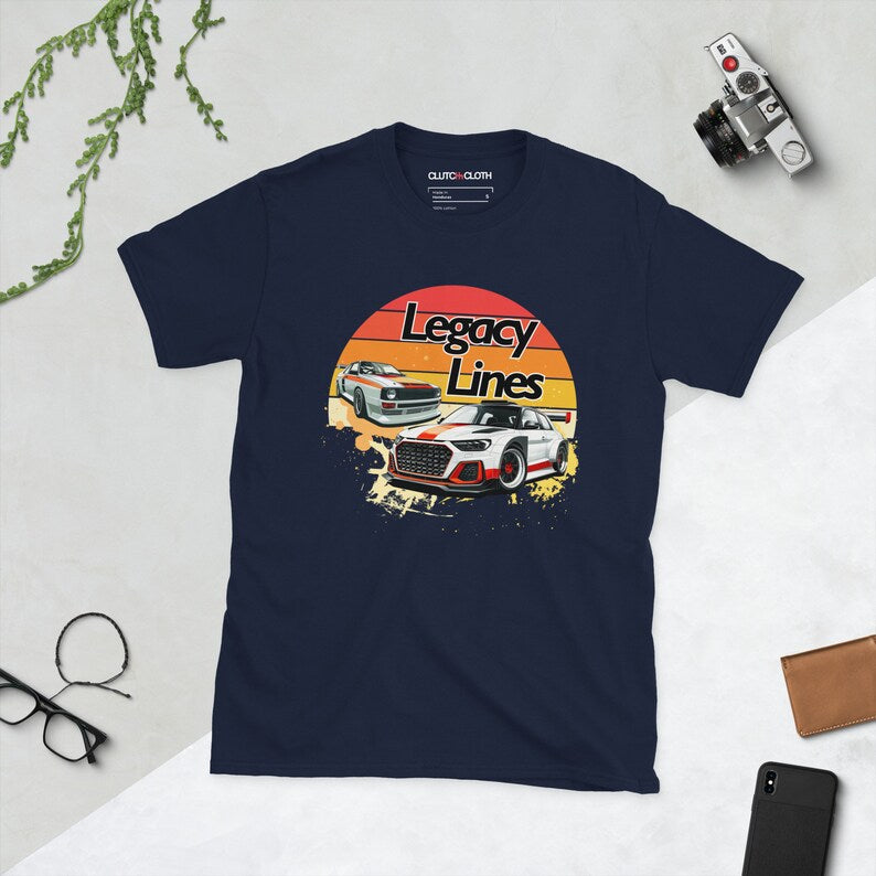 Audi S Rally : T-shirt rétro pour passionnés de voitures au coucher du soleil