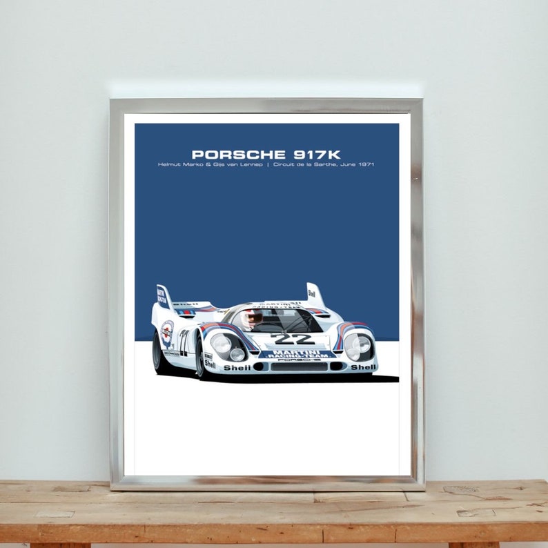 Impression d'art de la voiture de course Porsche 917K Le Mans 71