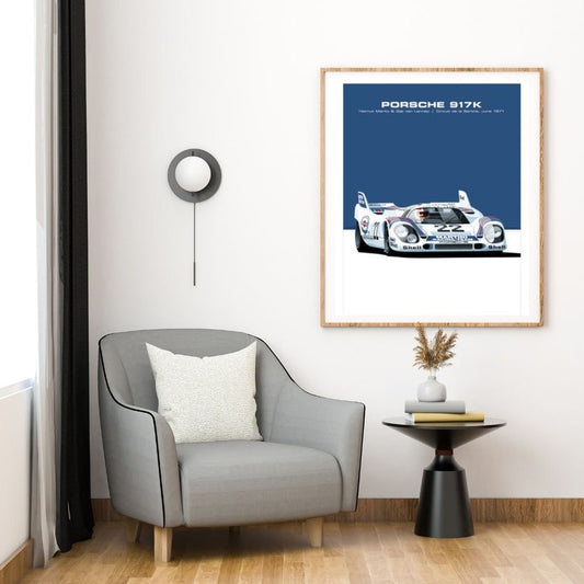 Impression d'art de la voiture de course Porsche 917K Le Mans 71