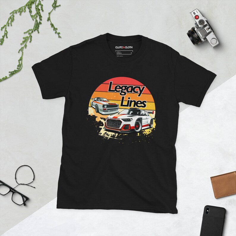 Audi S Rally : T-shirt rétro pour passionnés de voitures au coucher du soleil