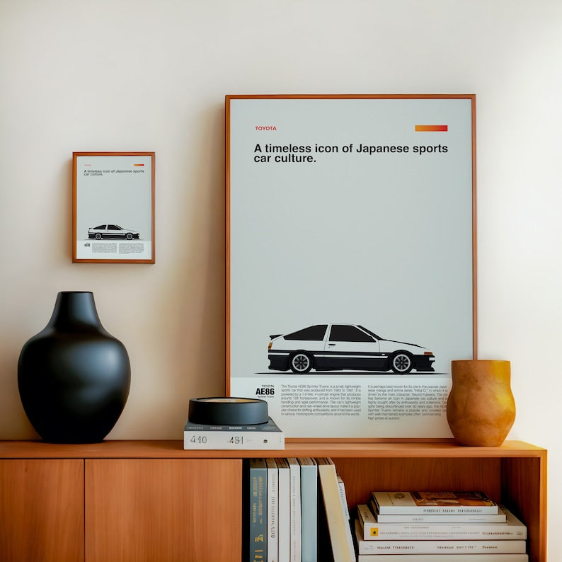 AE86 Trueno Wall Art: JDM Drift Car Decor_driver_clothing_drivi.store