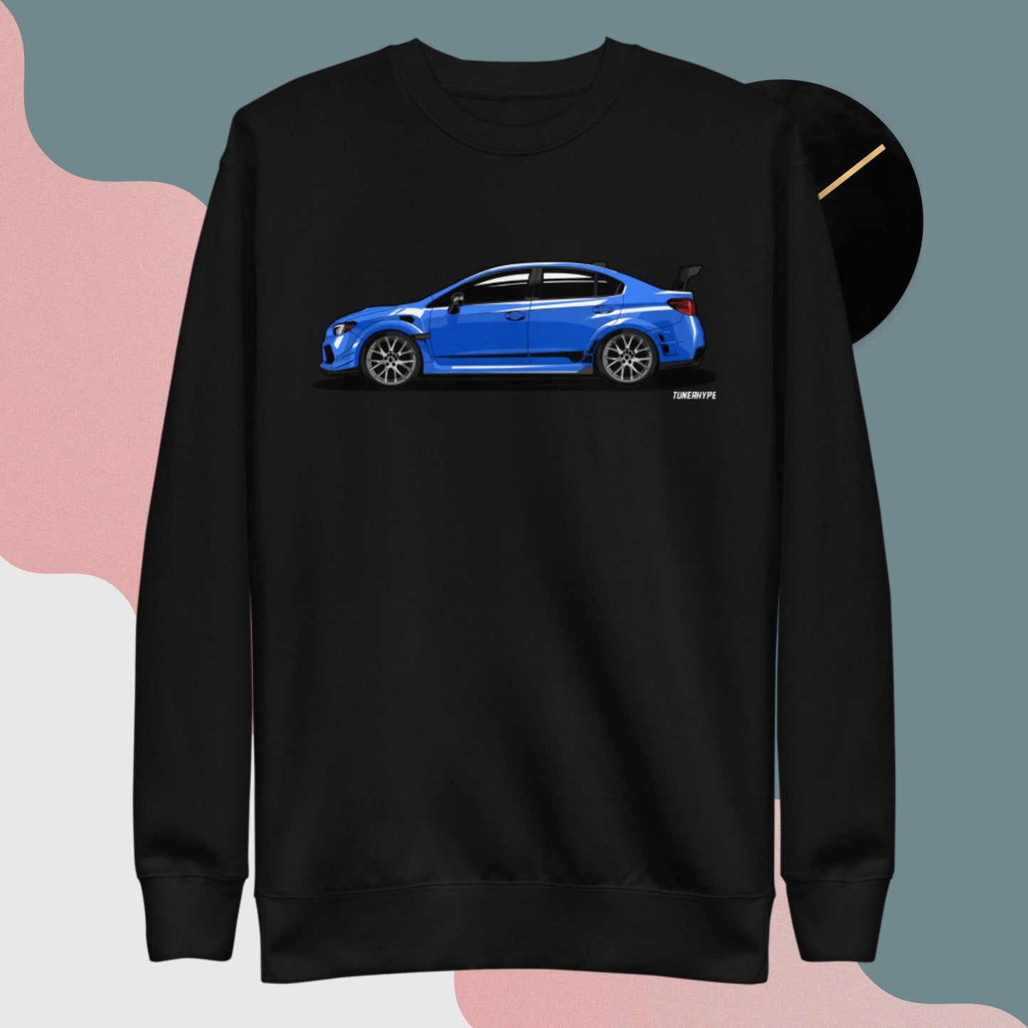 Subaru WRX STI in World Rally Blue - Extra Comfy Premium Blend Sweater