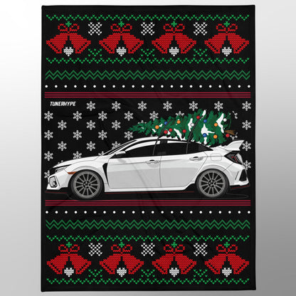 Couverture de Noël moche - Honda Civic Type R FK8 - Pull de Noël moche, Cadeau de vacances pour les amateurs de voitures, Cadeau de Noël amusant, Pull de Noël moche