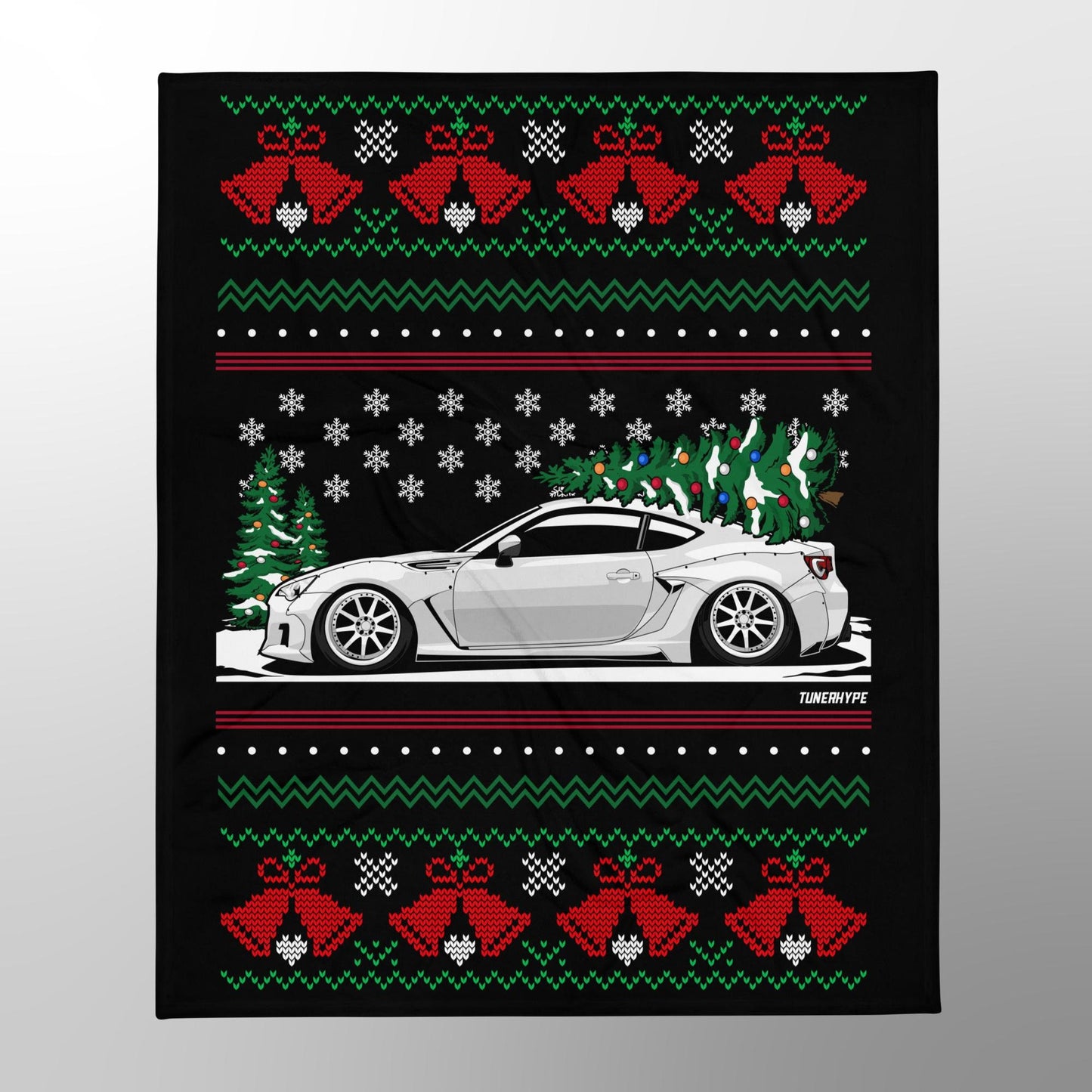 Ugly Christmas Blanket - Subaru BRZ / Toyota 86-FRS - Ugly Xmas Sweater, Car Guy Holiday Gift, Funny Christmas Gift, Ugly Christmas