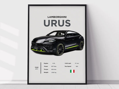 Lamborghini Urus Poster Print, Boys Room Decor, Home Office Art, Room Decor, Digital Posters, Car Posters