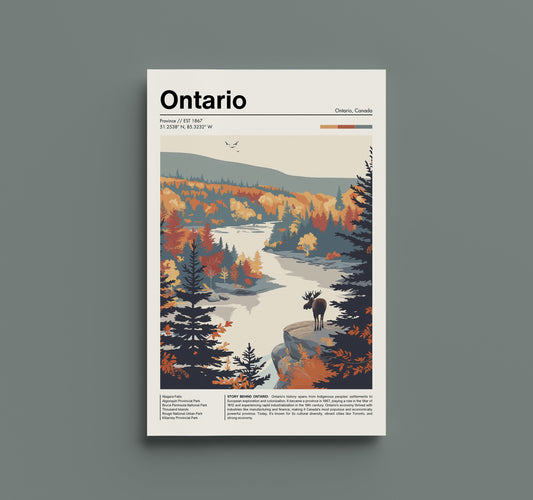 Vintage Ontario Poster - Retro National Park Print - Canada Travel Art - 1970s Inspired Wall Decor - Rustic Cabin Vibes - Limited Edition