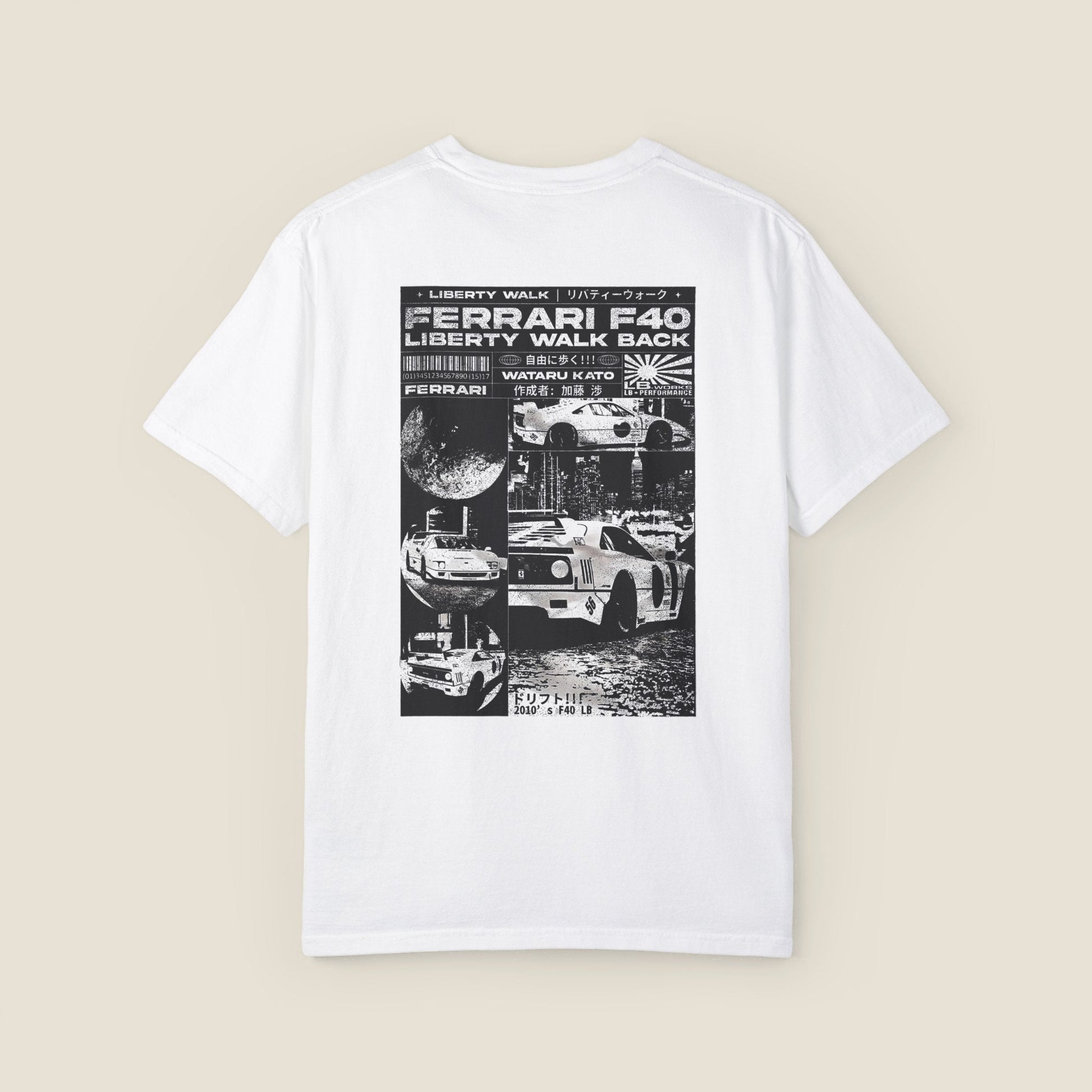 Liberty Walk Ferrari F40 T-Shirt - Vintage Car Graphic Tee, Wataru Kato Design, Gift for Car Guy