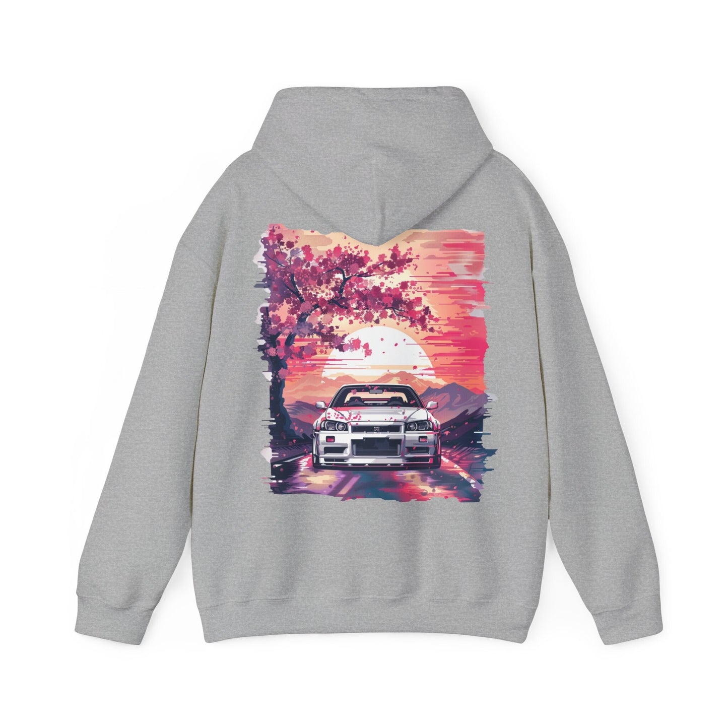 Jdm R34 GTR Vibrant Sunset Water Paint Design Hoodie