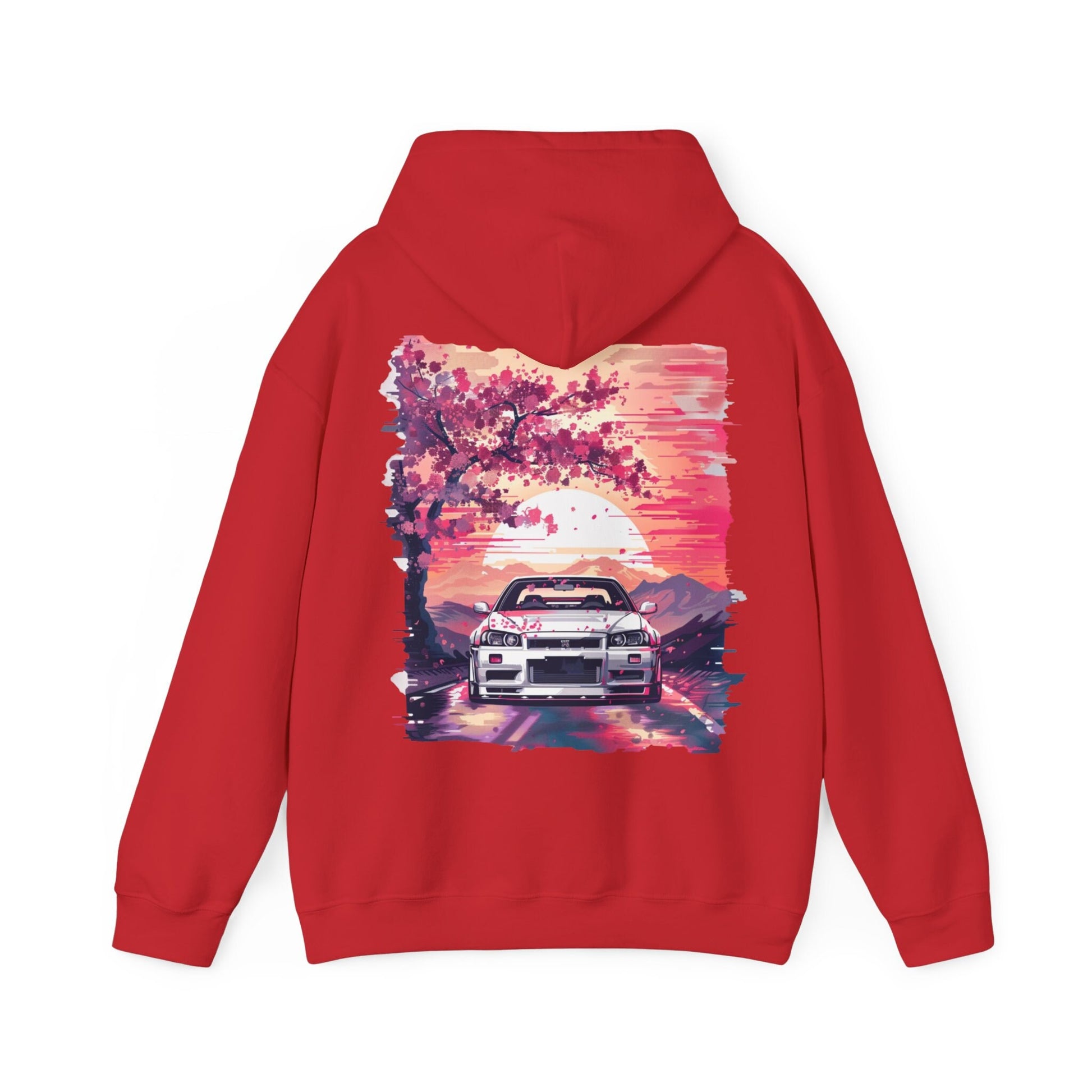 Jdm R34 GTR Vibrant Sunset Water Paint Design Hoodie