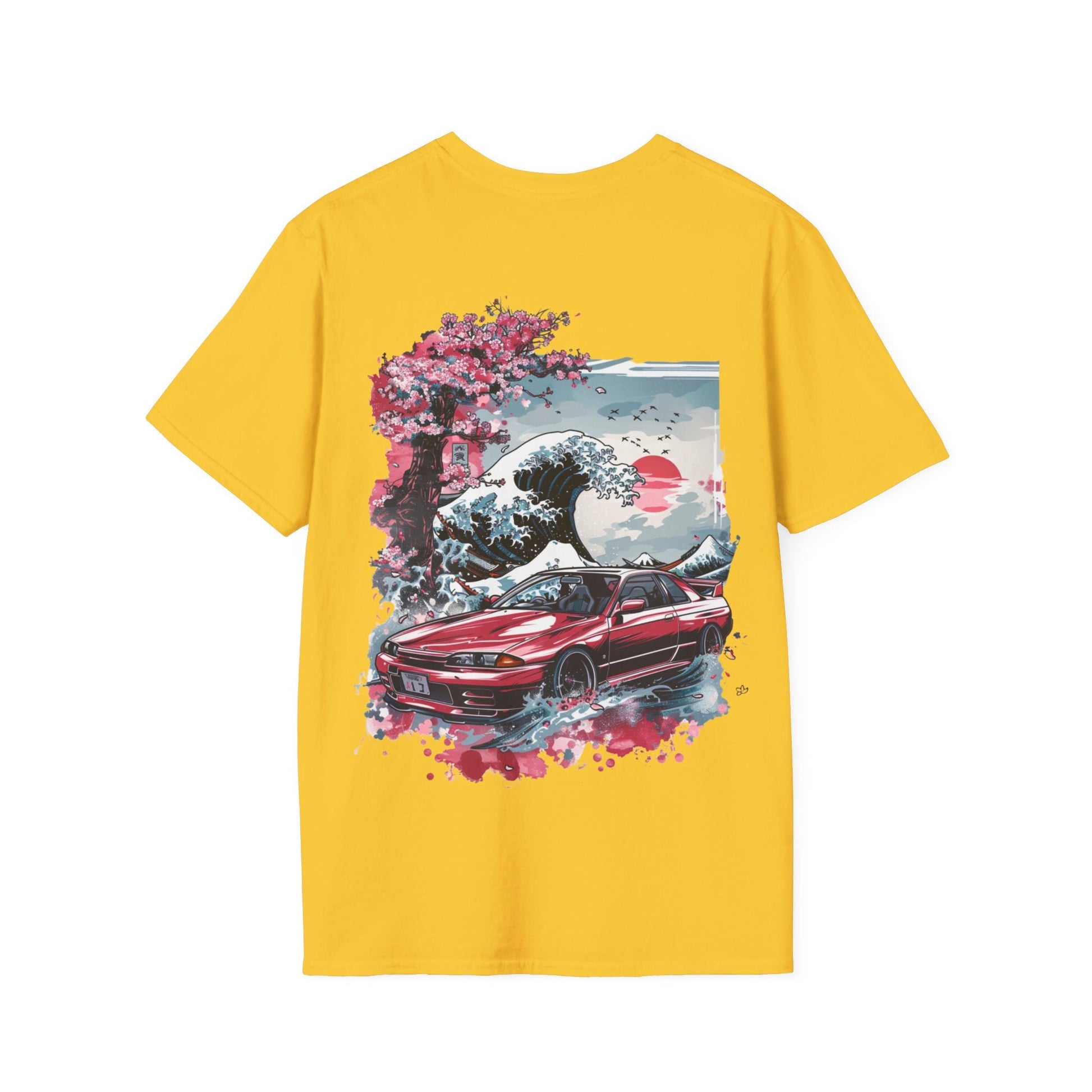 Jdm T-Shirt R32 Skyline GTR Sunset Cherry Blossom Waves Design