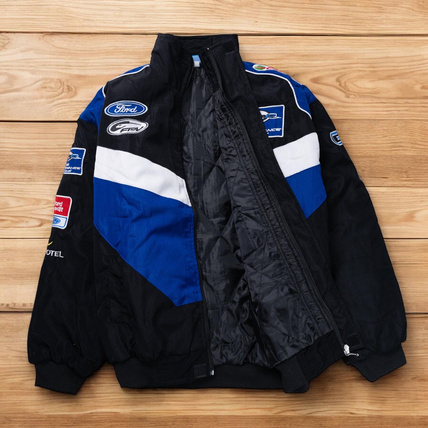 Mens Ford Sports Jacket, Unique Ford Racing Jackets With Patches, Car Guy Gift, Modern Streetwear, Y2k Leather Jacket, Gift For Him