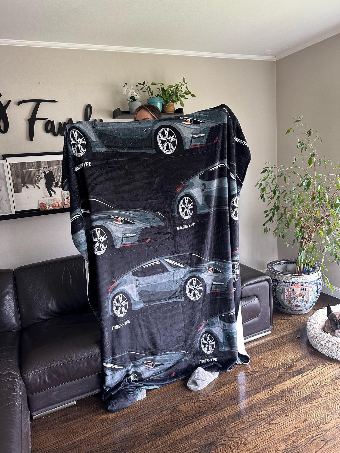 Ugly Christmas Blanket - Mazda Miata in White - Ugly Xmas Sweater, Car Guy Holiday Gift, Funny Christmas Gift, Ugly Christmas