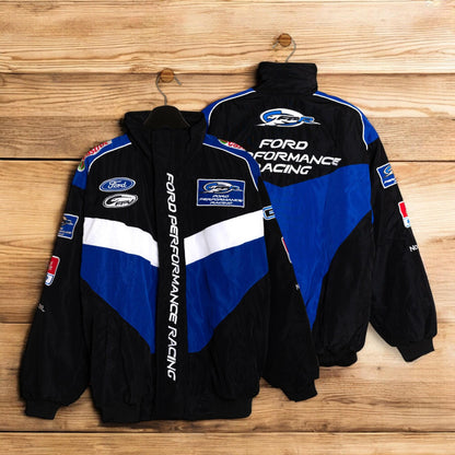 Mens Ford Sports Jacket, Unique Ford Racing Jackets With Patches, Car Guy Gift, Modern Streetwear, Y2k Leather Jacket, Gift For Him