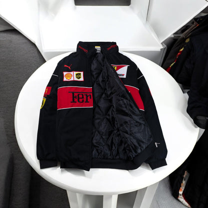 Unisex Ferrari Jacket, Y2K Leather Jacket, Unique Racing Jacket, Stylish Streetwear, Racing Jacket, Modern Racing Jacket, Gift For Him