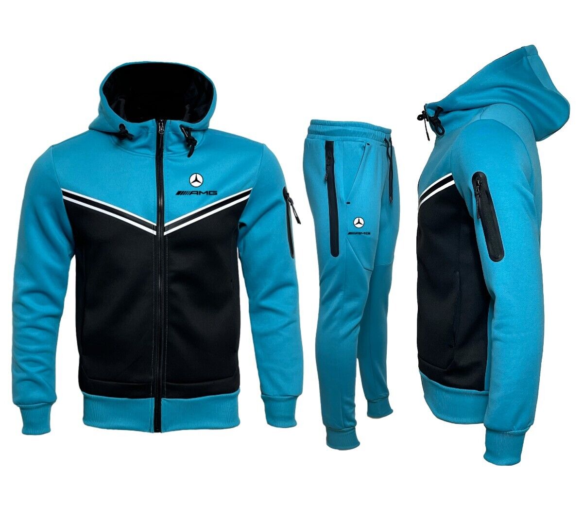 Veste de jogging personnalisée AMG Mercedes Turquoise Black